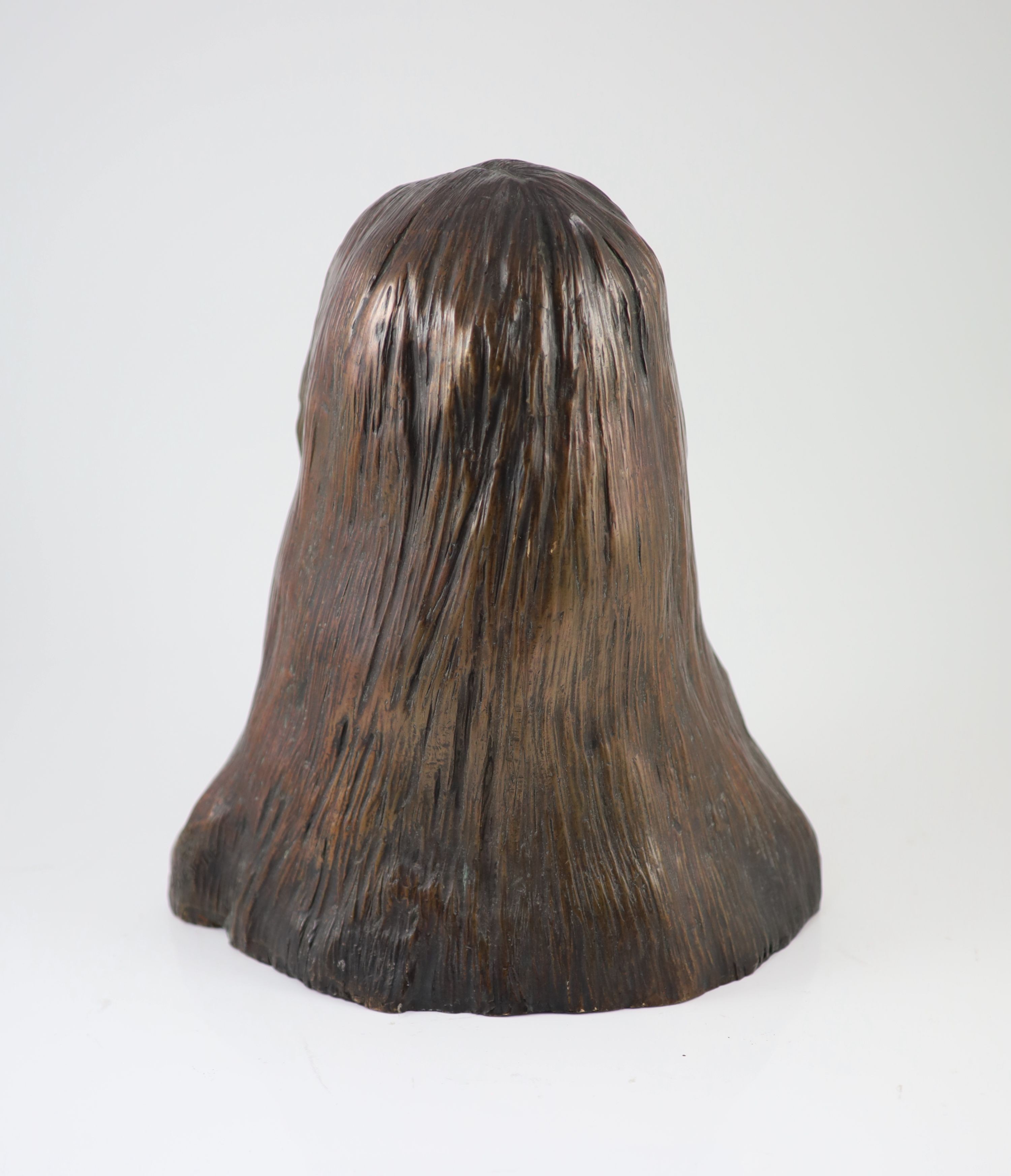 James Osborne (1940-1992), bronze, Head of a young woman with flowing hair H 36cm.